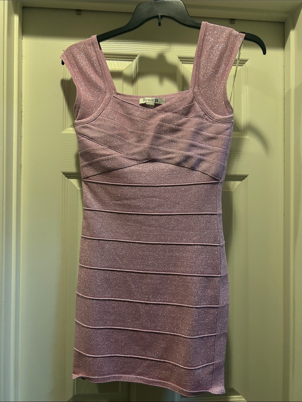 Forever 21 Pink Shimmer Bandage Mini Dress